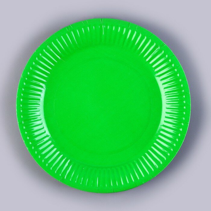 Тарелка бумажная однотонная, зелёный цвет 18 см, набор 10 штук - фотография № 2
