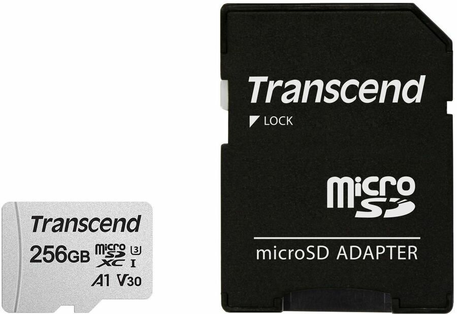 Карта памяти Transcend 256GB microSDXC Class 10 UHS-I U3 V30 A2 R160, W125MB/s with SD adapter