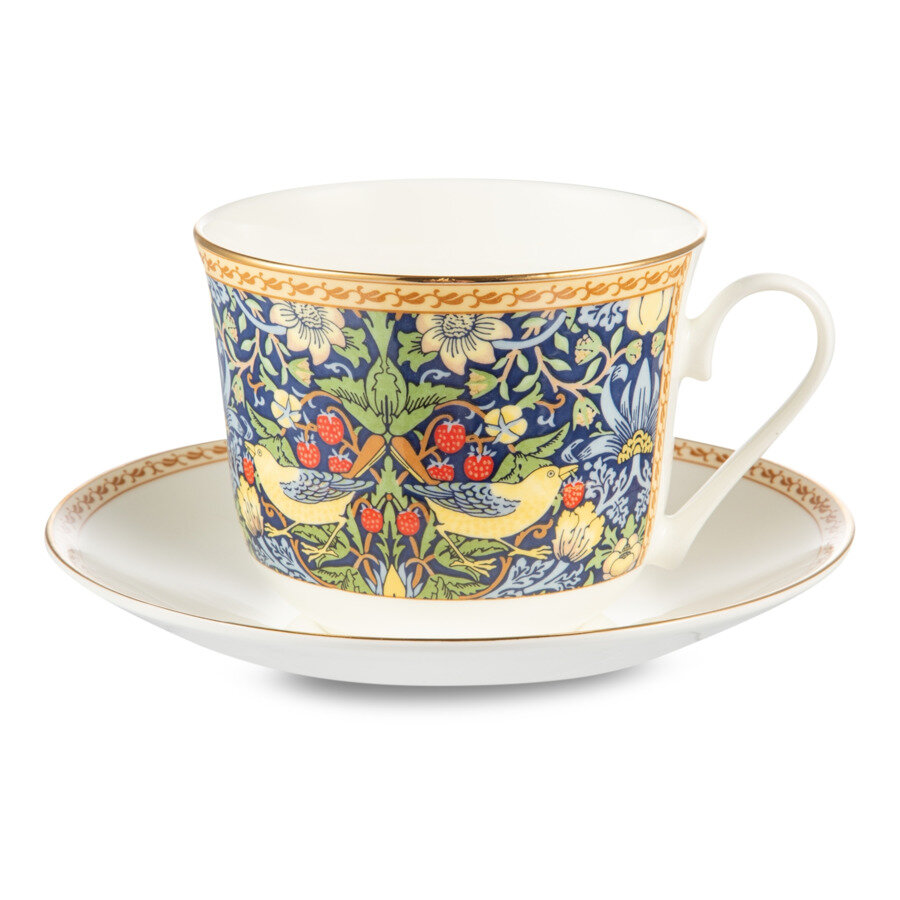 фото Чашка для завтрака с блюдцем Roy Kirkham Клубника 450 мл, фарфор костяной
