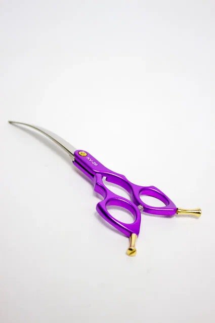 Ножницы для стрижки собак и кошек Komondor Violet изогнутые - фотография № 7