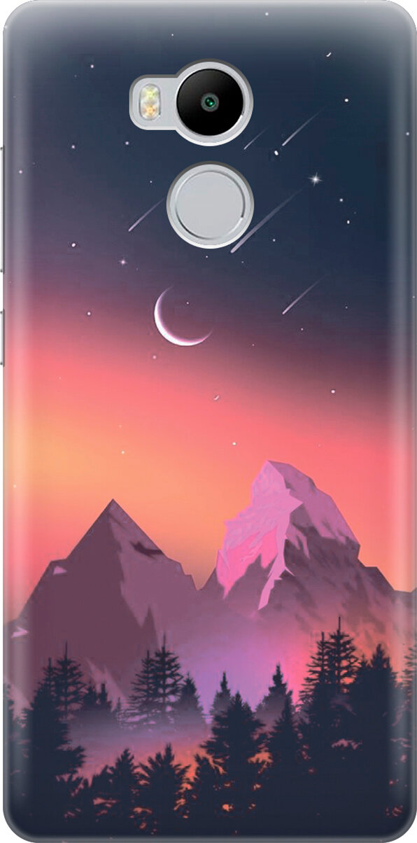 Силиконовый чехол на Xiaomi Redmi 4 Pro / 4 Prime / Сяоми Редми 4 Про / 4 Прайм с принтом "Горы и звездопад"