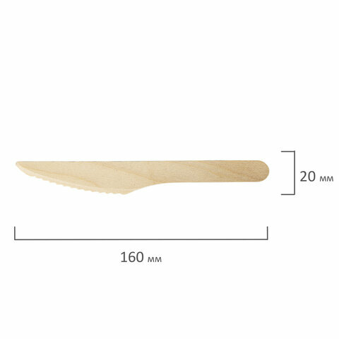 Нож одноразовый деревянный 160 мм, комплект 1500 шт., белый аист, 607575, 59 - фотография № 5