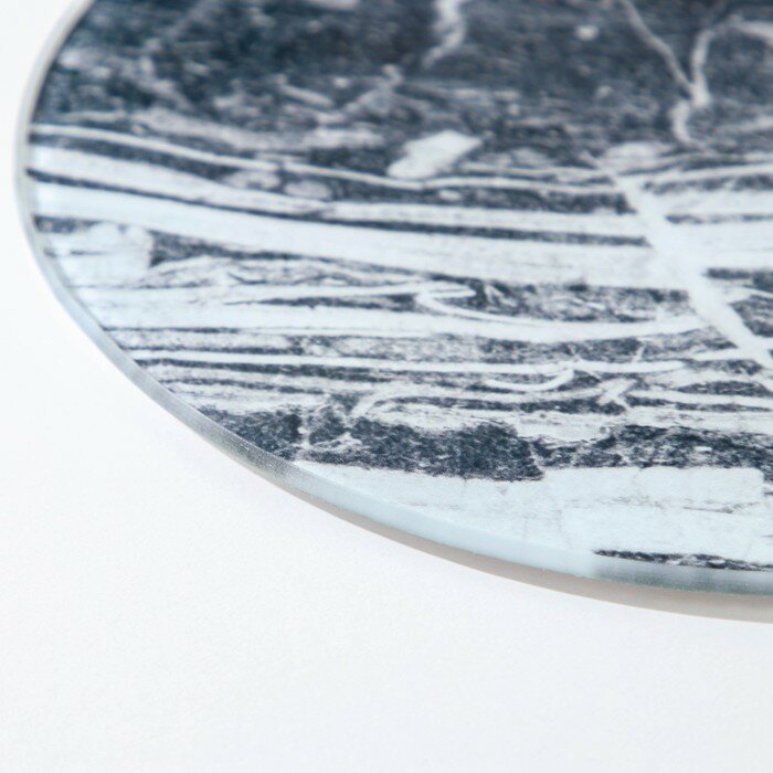 Доска разделочная стеклянная Доляна «Малахит», d=20 см, цвет серый - фотография № 2