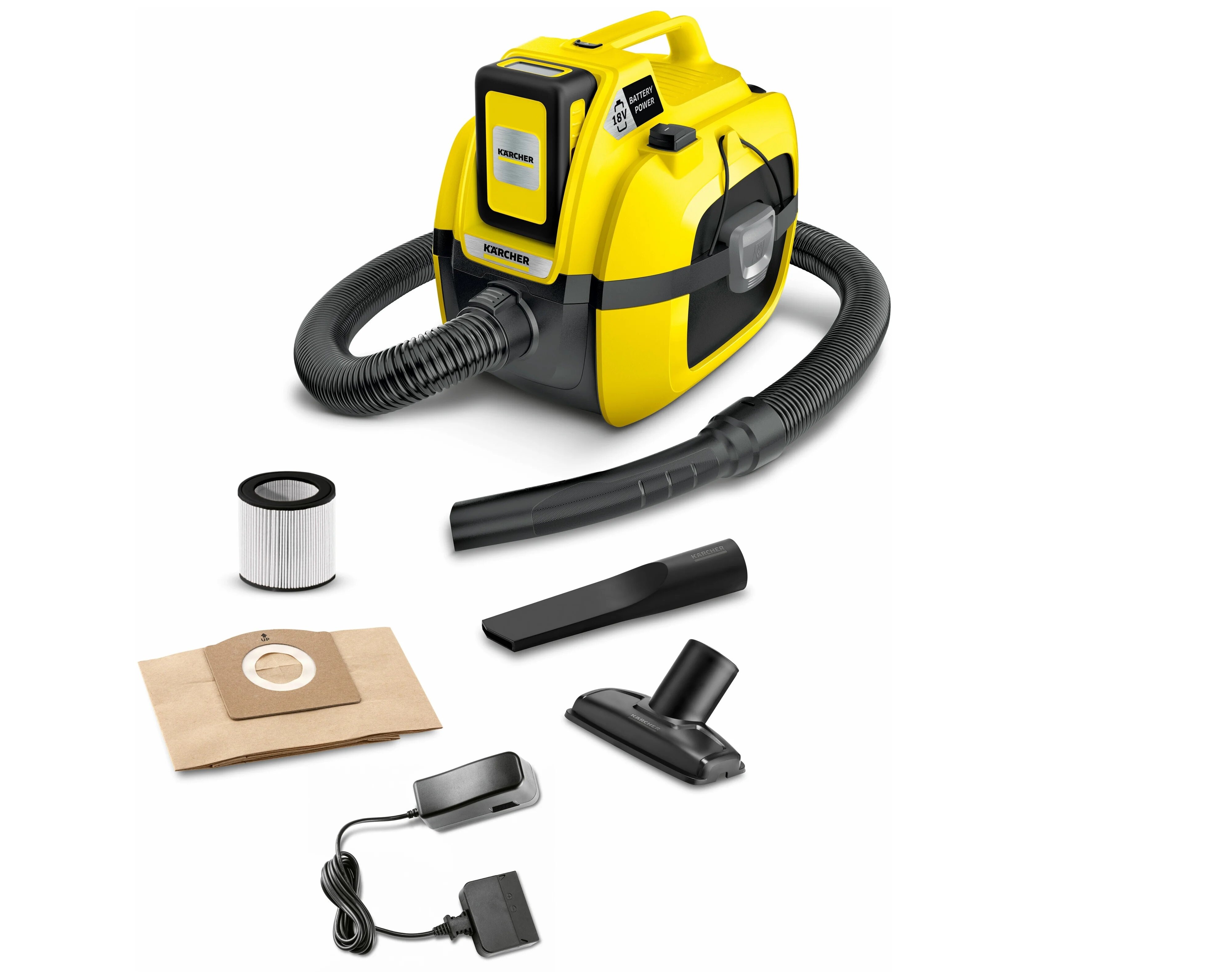 Профессиональный пылесос KARCHER WD1 Compact Battery Set, желтый/черный(RU)