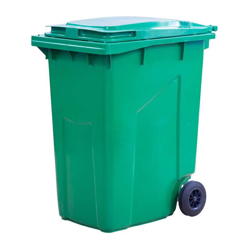 Контейнер-бак мусорный 360л на 2ух колесах с крышкой зеленый - фотография № 1