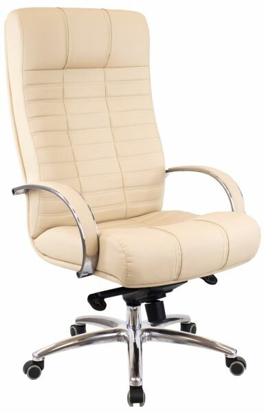 Кресло руководителя Everprof Atlant AL M кожа макс. нагрузка 120 кг, поясничная поддержка, удобный подголовник, ролики для паркета бежевый