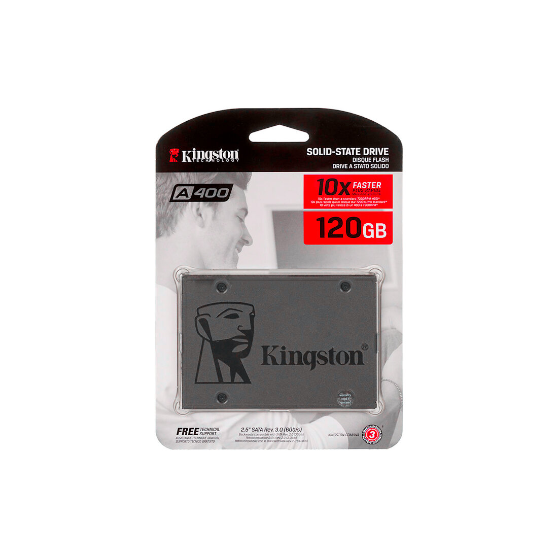 Накопитель SSD Kingston SA400S37/120G A400 /SATA III/120GB /Скорость чтения 500МБайт/с Скорость записи 320МБайт/с