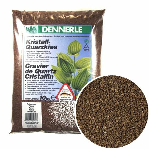 Dennerle Аквариумный грунт Dennerle CRYSTAL QUARTZ GRAVEL, гравий 1-2 мм, темно-коричневый, 10 кг