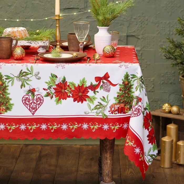 фото Доляна Скатерть новогодняя Доляна "Уютный праздник" 110*145 см, 100% п/э