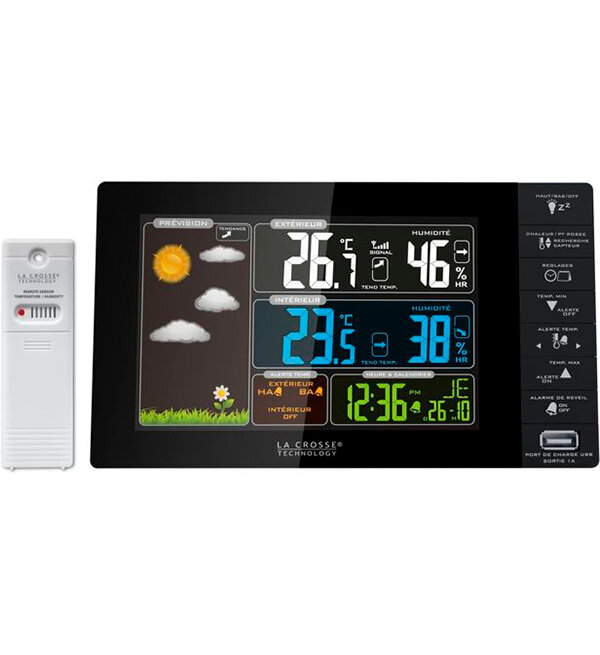 Домашняя метеостанция LaCrosse WS6827 с цветным экраном и USB портом, чёрная