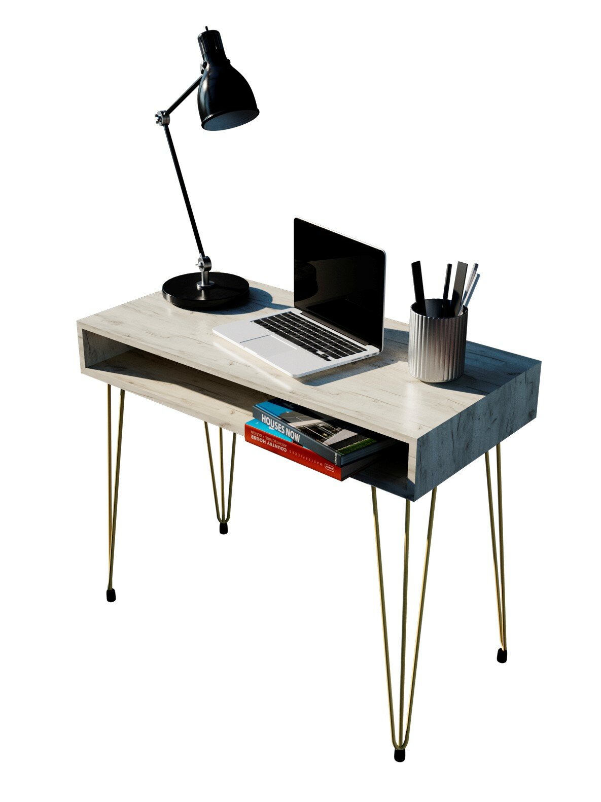 Письменный стол в стиле Лофт "Liverpool" 90х45х75 см. Золотой - фотография № 2