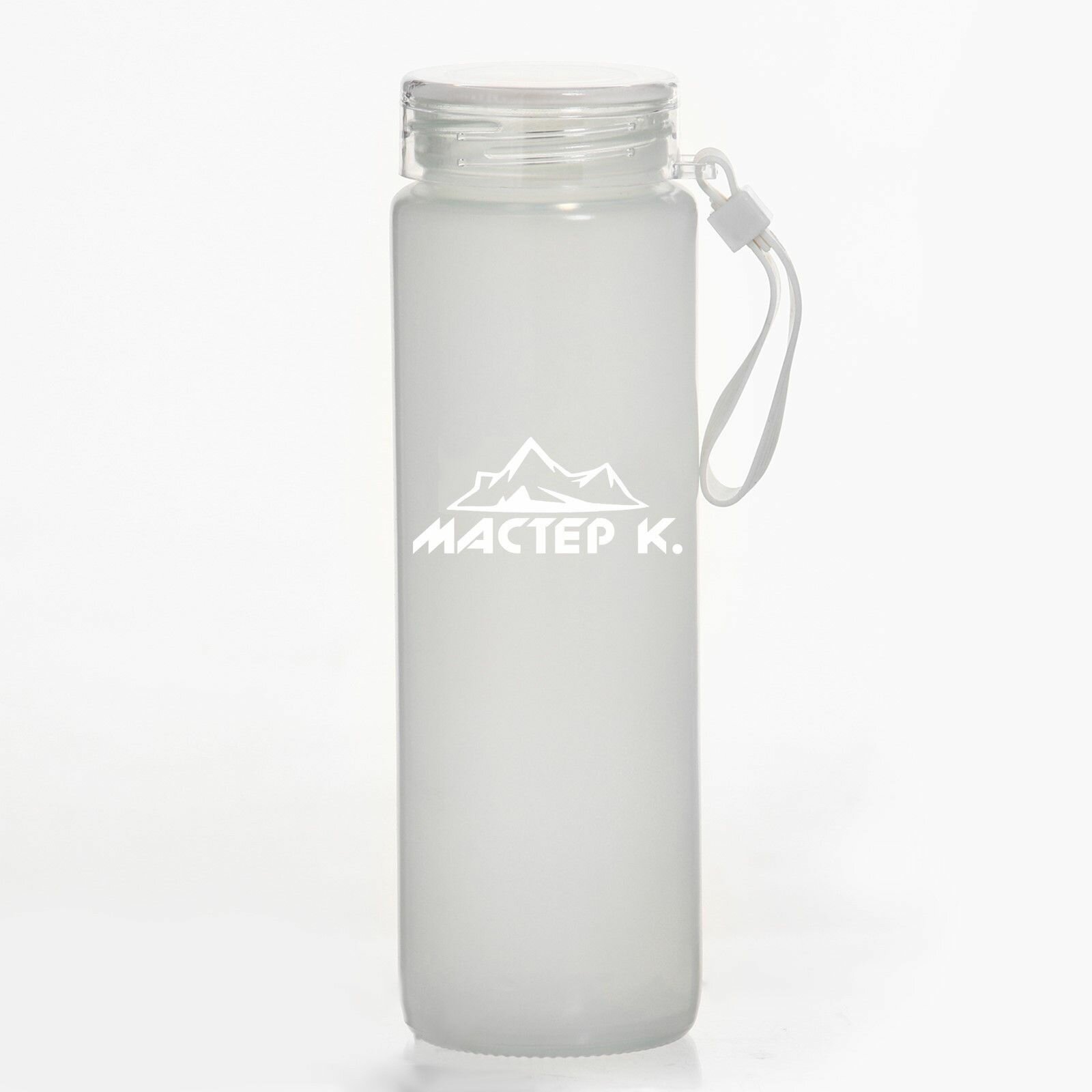 фото Серая стеклянная бутылка для воды «Мастер К» (400 мл.)
