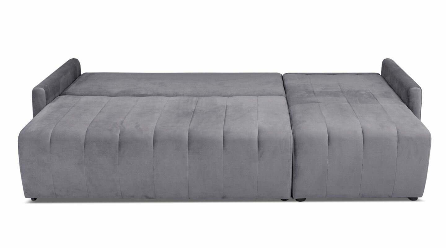 Угловой диван Норфолк 245х145х88 см, еврокнижка, независимый пружинный блок, серый велюр - фотография № 5
