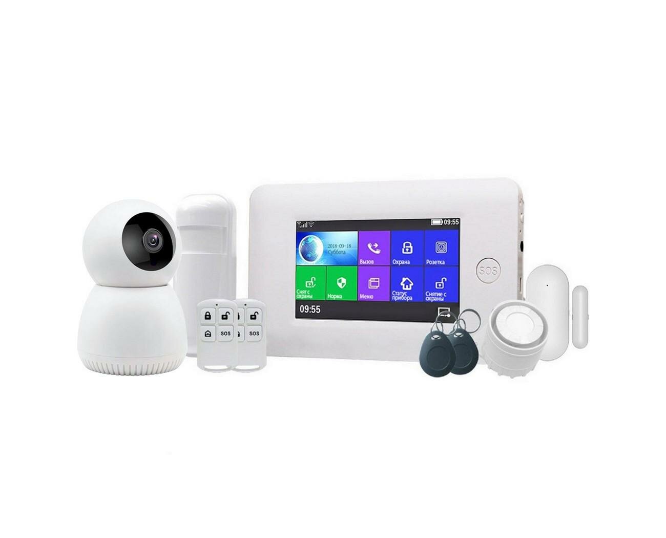 GSM Wi-Fi сигнализация для дачи с видеокамерой - Strazh Galaktika-GSM и HD-ком 107-ASW5 (O45043BE) для загородного дома, гаража, квартиры