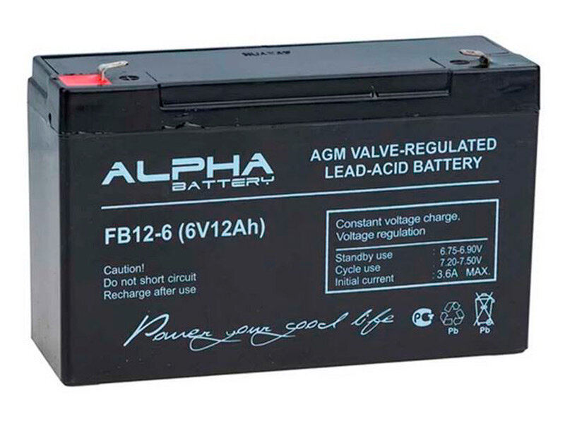 Аккумулятор ALFA FB 12-6 6В 12Ач для детского электромобиля ИБП аварийного освещения контрольно кассовых терминалов весов GPS оборудования