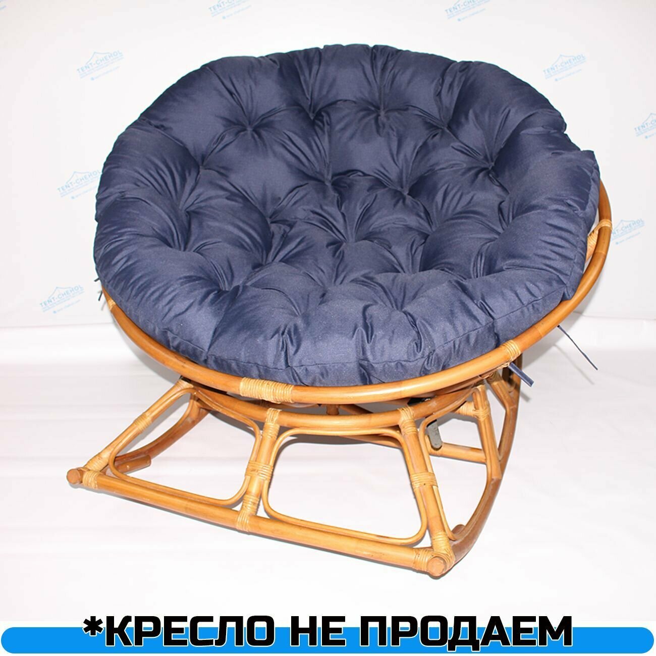 Подушка круглая (Папасан) 90 см, синяя (Рипстоп) - фотография № 5
