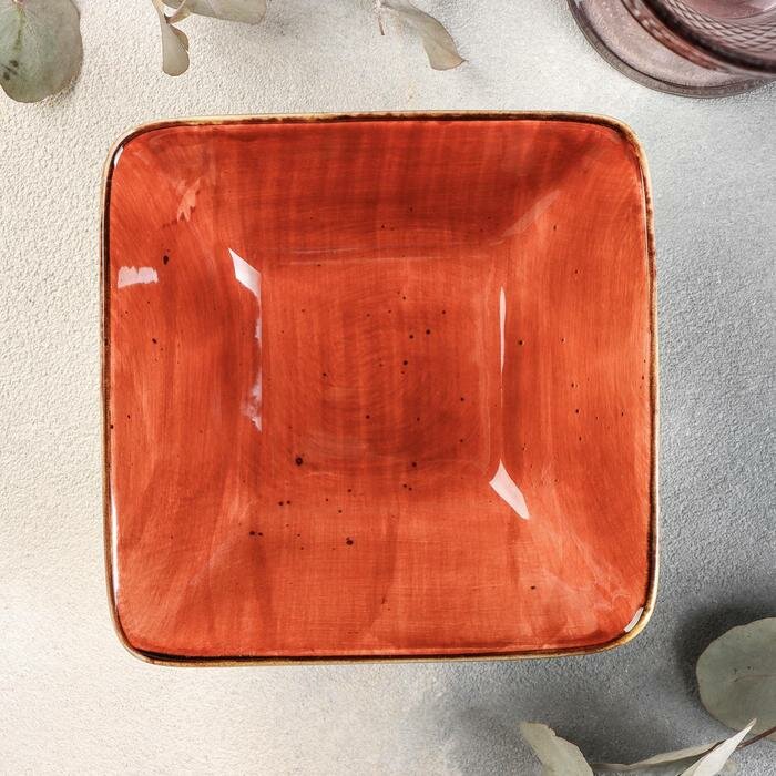 Салатник квадратный «Сапфир», 14×5,5 см, цвет оранжевый - фотография № 2