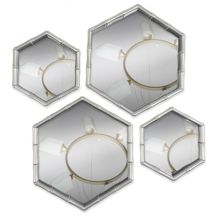 Набор настенных зеркал «Бамбук», зеркальная поверхность 22,7 × 20/15 × 13,2 см, цвет серебристый - фотография № 2