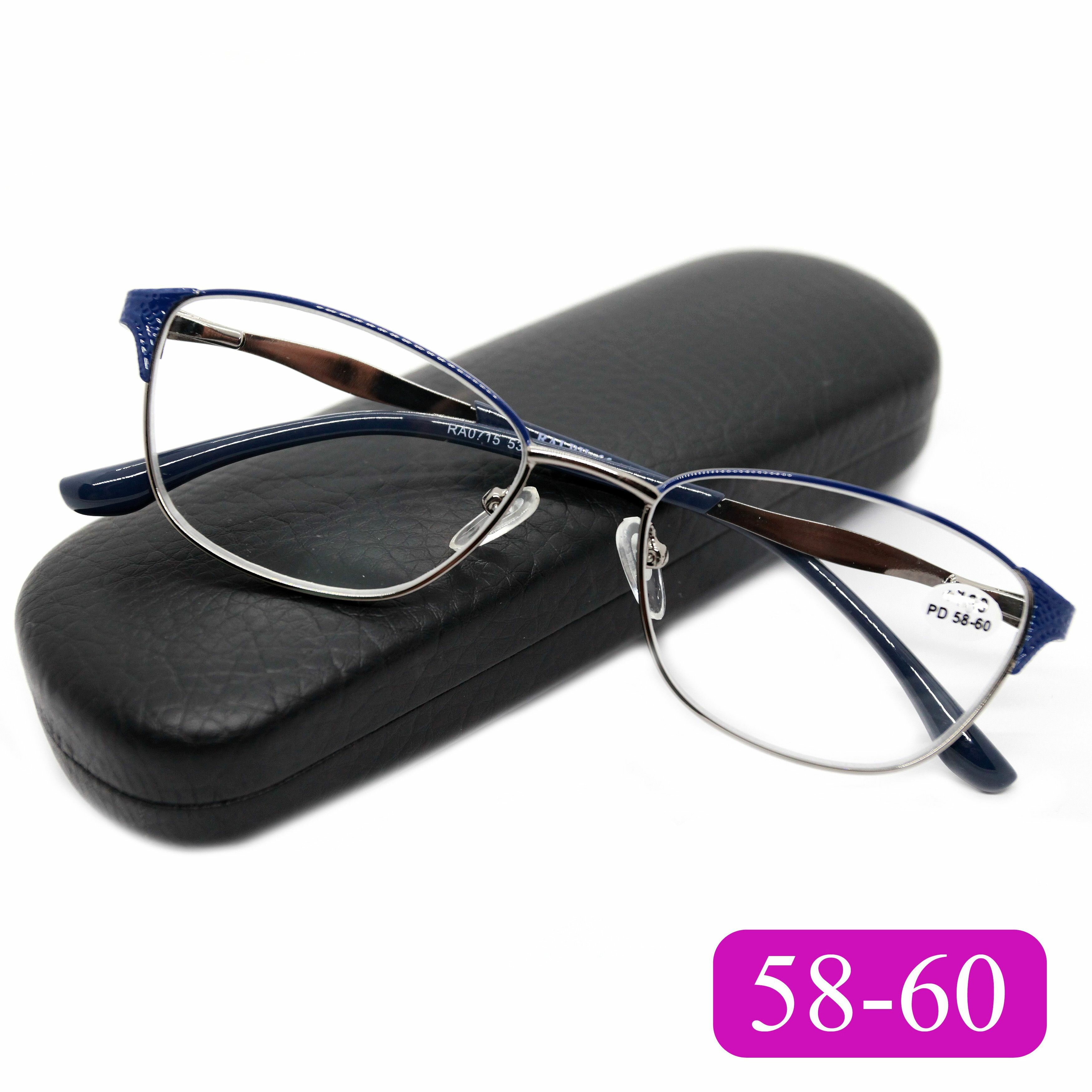 фото Очки для чтения 58-60 женские (+6.00) Ralph 0715 C8, цвет синий, с футляром, РЦ 58-60