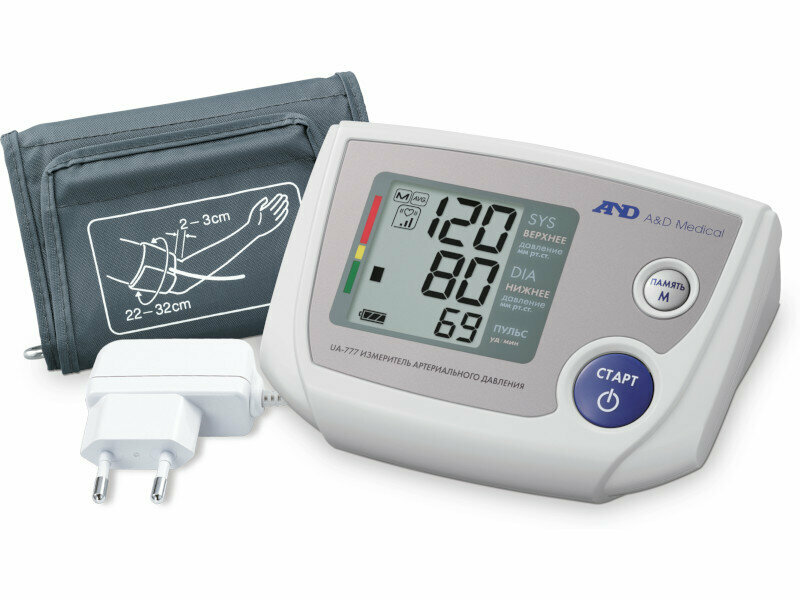 Тонометр AND UA-777 cо стандартной манжетой и сетевым адаптером