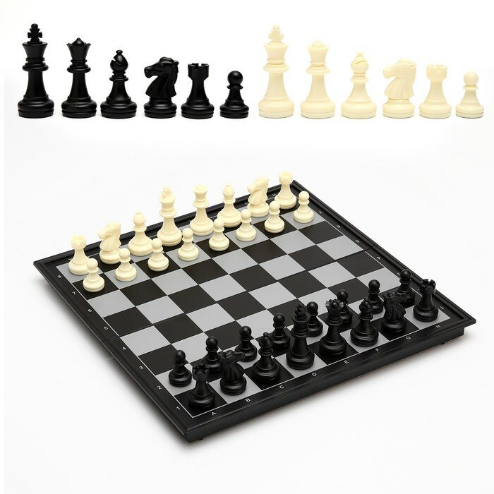 Настольная игра 3 в 1 "Классика": шахматы, шашки, нарды, магнитная доска 32 х 32 см - фотография № 1