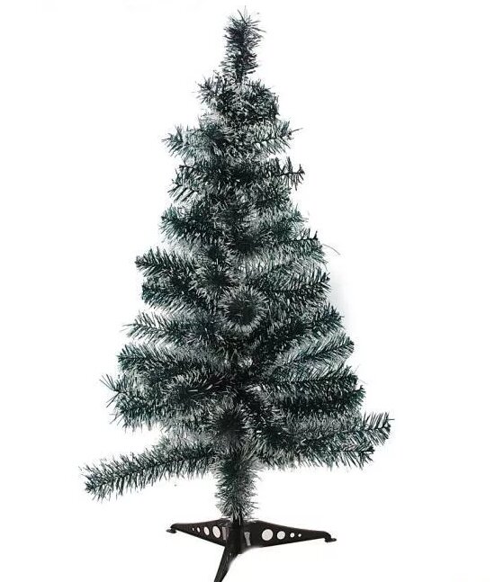 фото Ель искусственная Альпийская с белыми шишками 100 см лента ПВХ