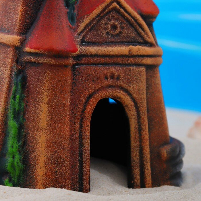 Декор для аквариума "Замок", с двумя крышками, керамический, с 13,5 x 9 x 16 см - фотография № 5