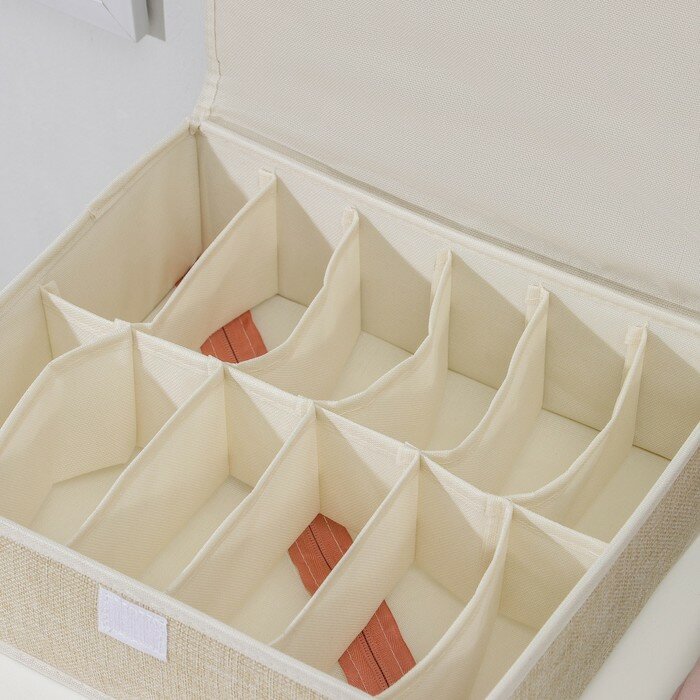 Набор органайзеров для хранения белья с крышкой «Пастель», 3 шт, 31,5×25×10 см, цвет бежевый - фотография № 5