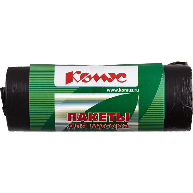 фото Комус Мешки для мусора ПНД 60л 58х68см 10мкм черные 30шт/рул Комус