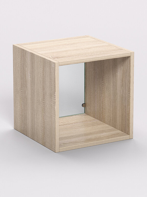 фото Стеллаж "лего" №7, задняя стенка Стекло, Дуб Сонома 35 x 35 x 35 см