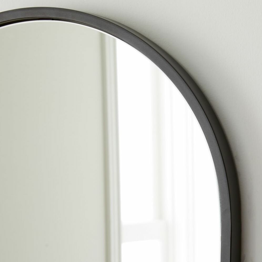 Зеркало Прайм Арочное в черной раме 90х55 см влагостойкое, интерьерное - фотография № 2
