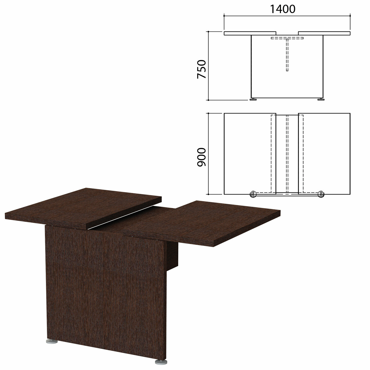 Модуль стола для переговоров "Приоритет" 1400х900х750 мм, венге (комплект)
