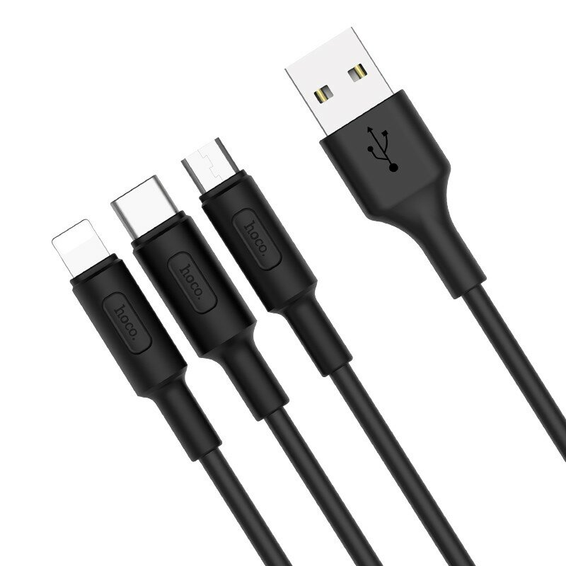 HOCO HC-80169 X25 USB кабель 3-in-1: Lightning+Micro+Type-C 1m 2A Black