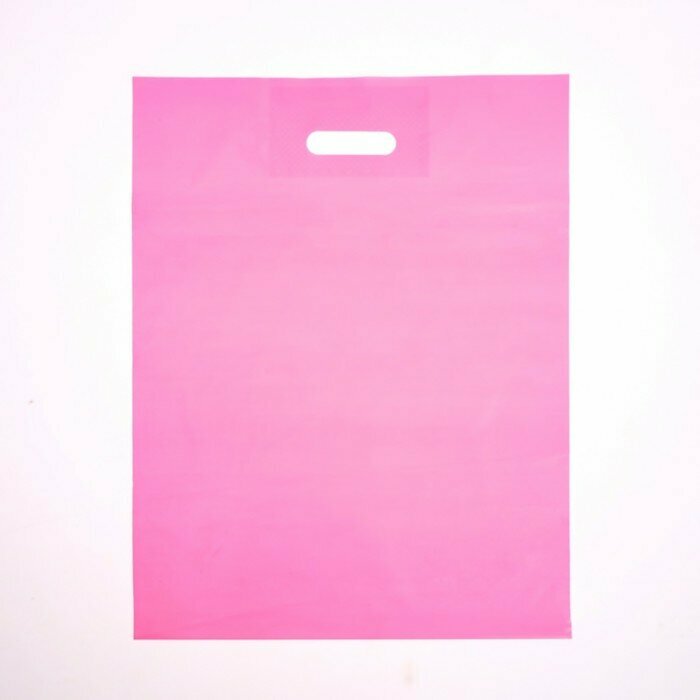 Пакет полиэтиленовый с вырубной ручкой, Розовый 40-50 См, 30 мкм (50 шт) - фотография № 1
