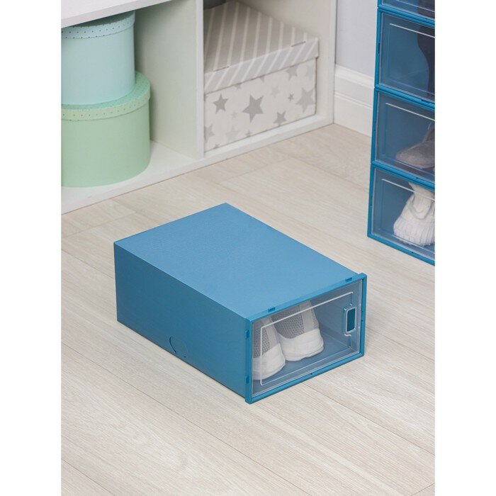 Короб для хранения обуви, 33×23×13,5 см, по 1 шт, цвет синий - фотография № 7