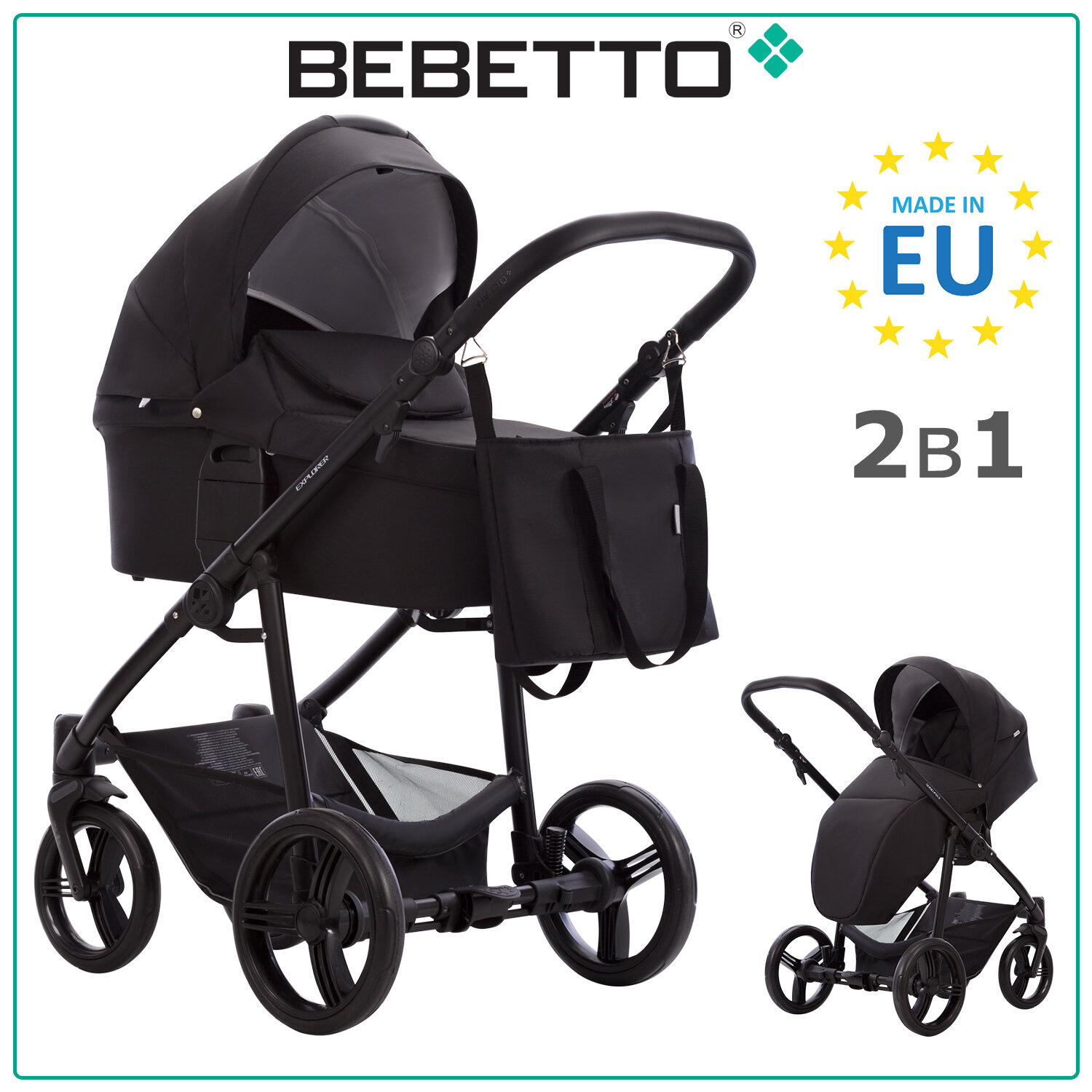 Детская коляска 2 в 1 Bebetto Explorer AIR 07_CZM