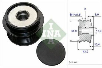 Шкив генератора Toyota Auris/Corolla/RAV 4 III 06>18 Chrysler Pacifica/Voyager IV 00>08 INA 535020810