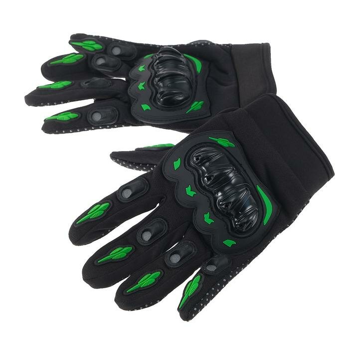 MARU Перчатки мотоциклетные с защитными вставками пара размер М черно-зеленый