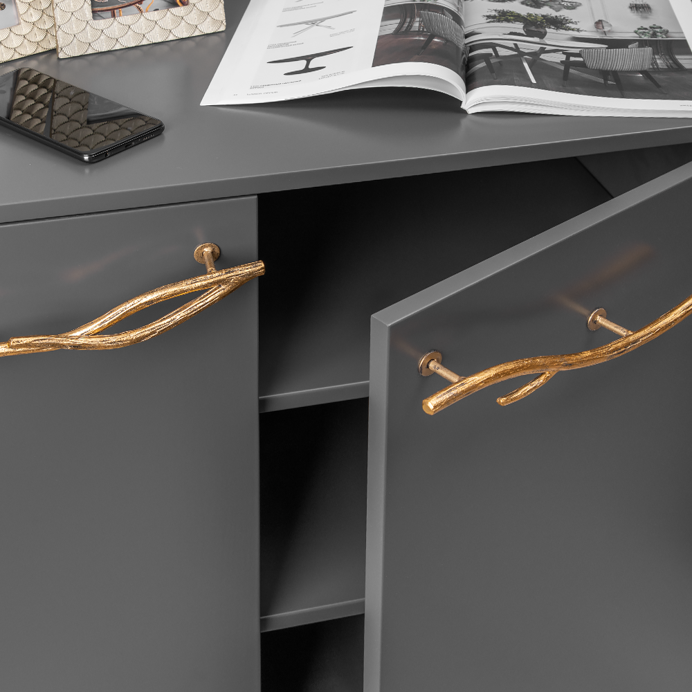 Ручка скоба мебельная BOGACHO Арт Бранч левая бронзового цвета ручная работа - фотография № 5
