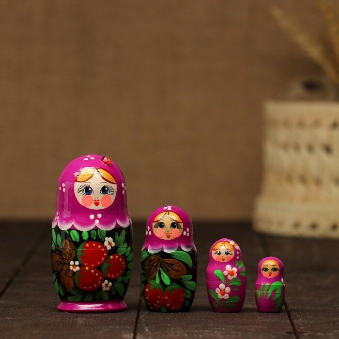 Матрёшка «Божья коровка», фиолетовый платок, 5 кукольная, 9-11 см - фотография № 9