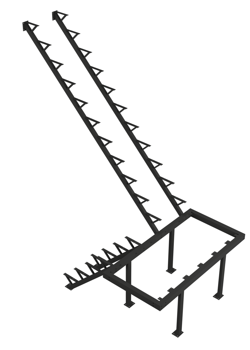 Каркас к лестнице ЛЕС-06 универсальной (поворот 180 градусов) 3184 проем 900-2335 Черный