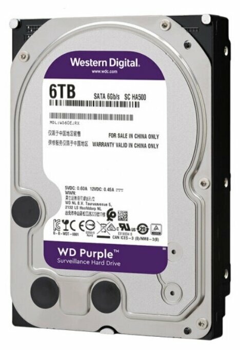 Жесткий диск (HDD) Western Digital 6Tb Purple Surveillance 3.5" (WD60EJRX)