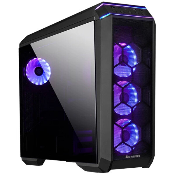 Корпус Chieftec Stallion III Black, ATX Gaming case, T Glass, 4x RGB fan, MB sync, remote, Mesh Frontpanel