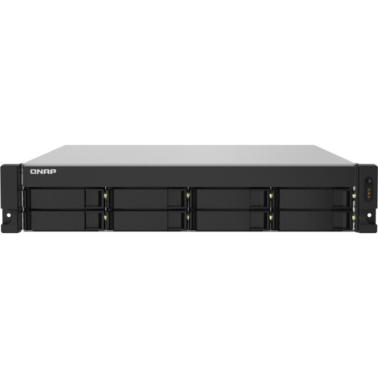 QNAP     SMB QNAP TS-832PXU-RP-4G 8-Bay 2U rackmount NAS, AL324 quad-core 1.7 GHz,, 1x4GB DDR4 RAM (max 1x16GB), SATA 6Gb/s, 2x 10GbE SFP+ LAN, 2x 2.5 GbE LAN, 2xPSU. W/o RAIL-B02