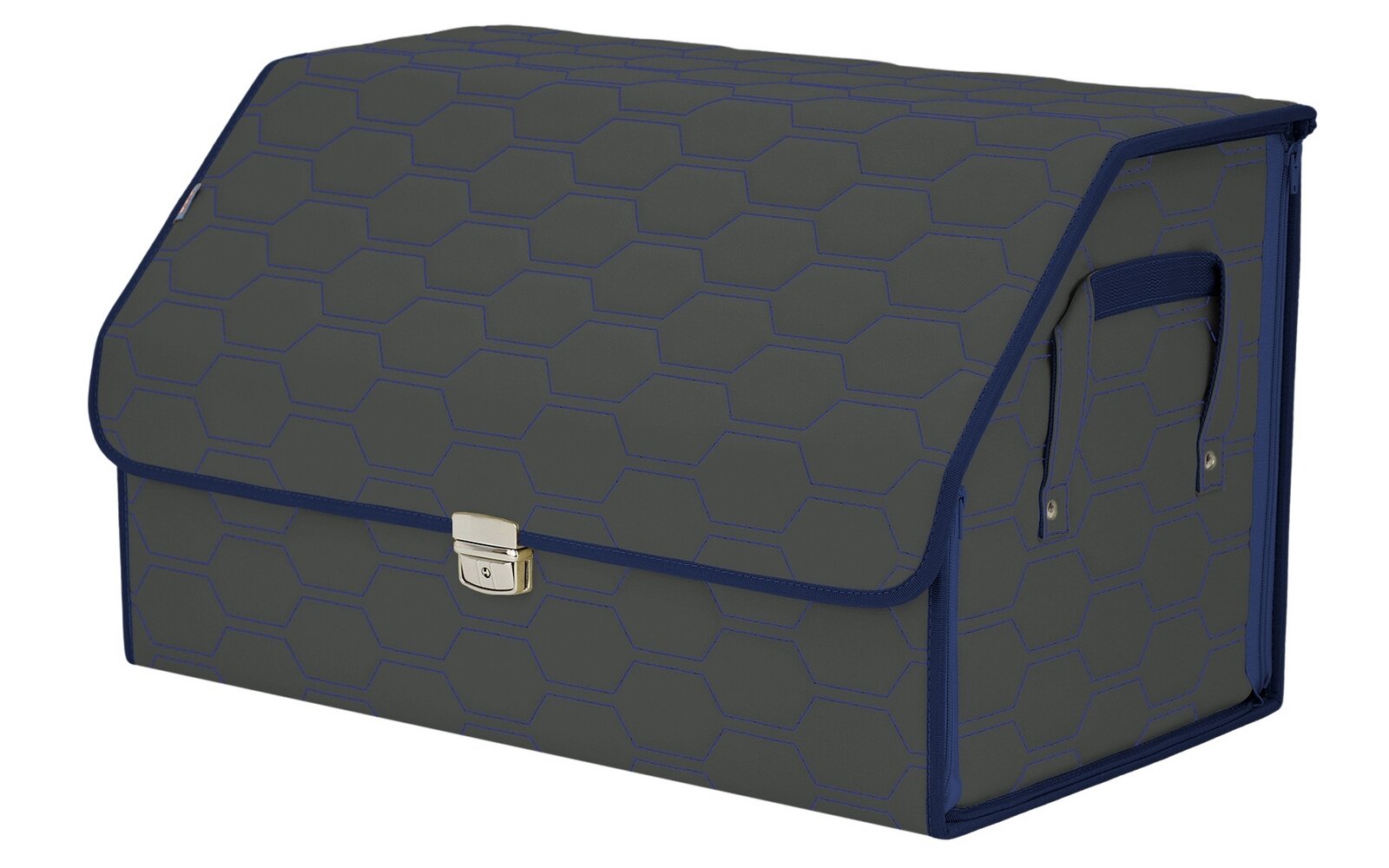 Органайзер-саквояж в багажник "Союз Премиум" (размер XL). Цвет: серый с синей прострочкой Соты.