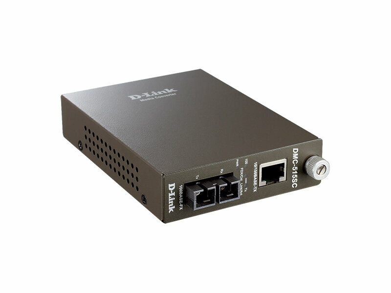 Медиаконвертер D-Link Медиаконвертер D-Link DMC-515SC Разъемы на входе RJ-45 Разъемы на выходе SC Скорость передачи 100Мбит/с дистанция передачи 15км. DMC-515SC/D7A