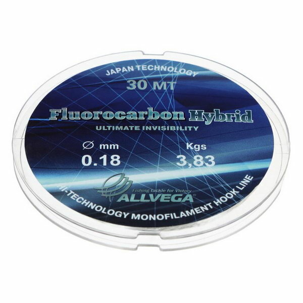 Леска монофильная Fluorocarbon Hybrid диаметр 0.18 мм тест 3.83 кг 30 м флюорокарбон 65%