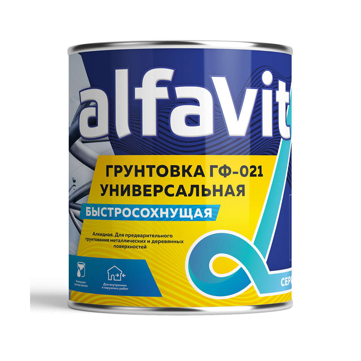 фото Грунтовка ГФ-021 быстросохнущая универсальная Alfavit серия Альфа, красно-коричневая, 1,9 кг