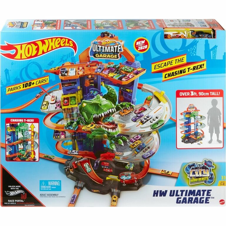 Hot Wheels Сити Невообразимый гараж с тиранозавром, GJL14