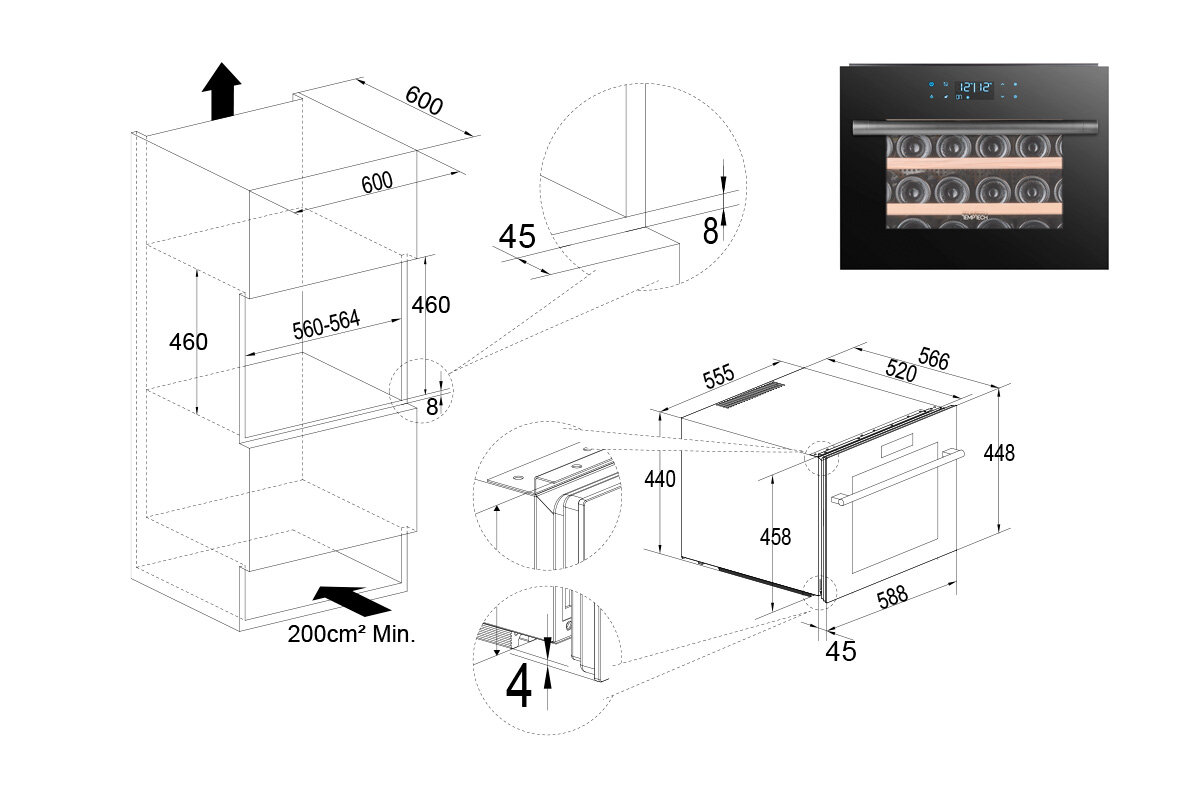 Винный шкаф встраиваемый Temptech OZ45SBTOP - фотография № 6